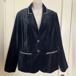 Boden Black Velvet Jacket with Grey Velvet Trim